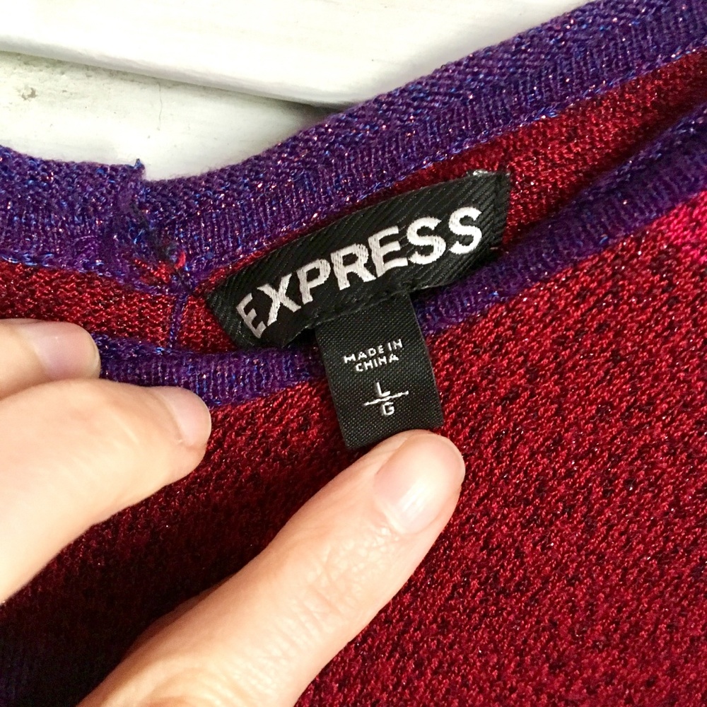 {Express} Color Block Backside Button Down Sweater - Picture 5 of 8